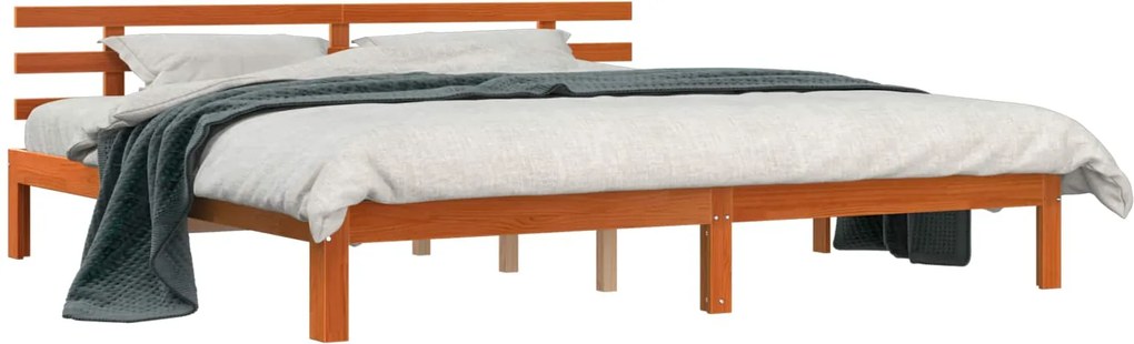 vidaXL Cadru de pat cu headboard Maroniu cerat 203.5 x 205.5 x 69.5 cm