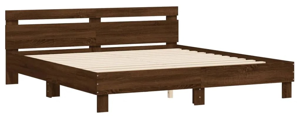 3207412 vidaXL Cadru de pat cu tăblie, stejar maro, 160x200 cm, lemn prelucrat