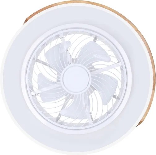 Brilagi-LED Lampă dimabilă cu ventilator, LED/30W/230V, 3000-6500K, alb/stejar + telecomandă