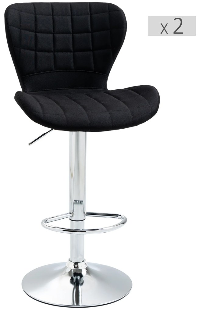 HOMCOM Set de 2 Taburete de Bar Design Contemporan Înălțime de șezut reglabilă 59-81 cm rotative 360° In Negru | Aosom Romania