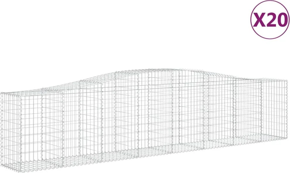 vidaXL Coșuri gabion arcuite 20 buc, 400x50x80/100 cm, fier galvanizat