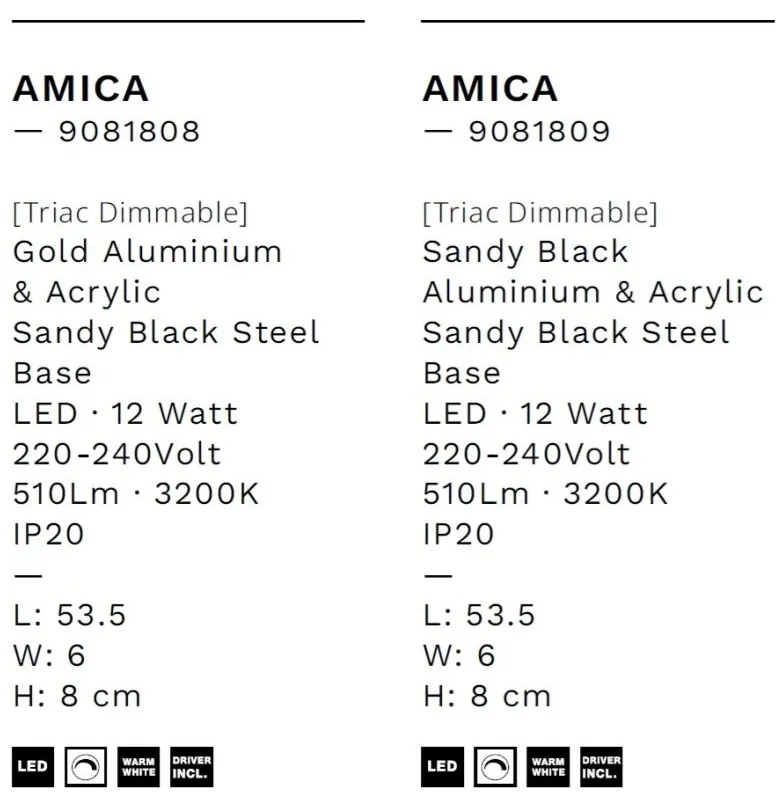 Aplica de perete LED design modern AMICA aurie