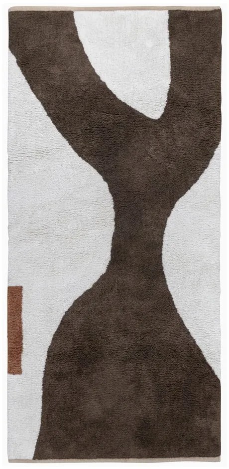 Covor tip traversă alb/maro lavabil din bumbac 70x150 cm Figura – Mette Ditmer Denmark
