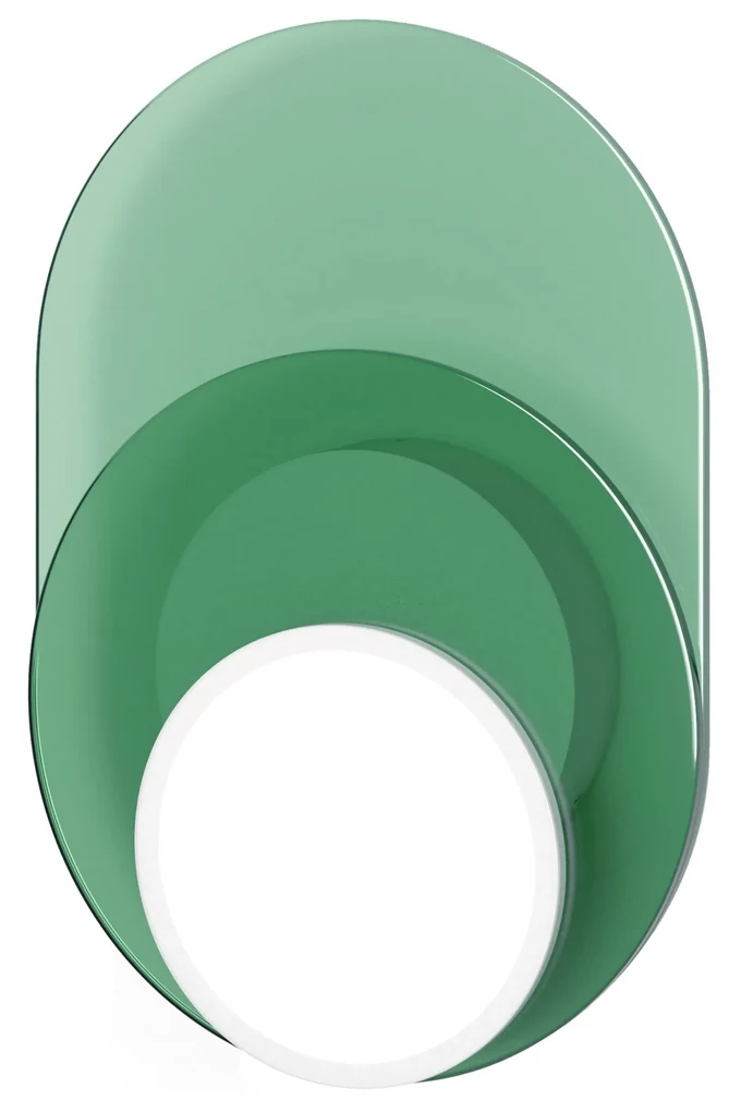 Aplică de tavan / de perete DOT 04, mai multe variante - TUNTO Model: cadru și capac negru, panou de sticlă verde/verde
