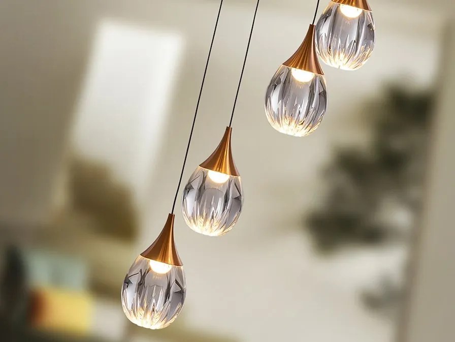 Lustra LED dimabila design modern Corina 12L negru/cupru