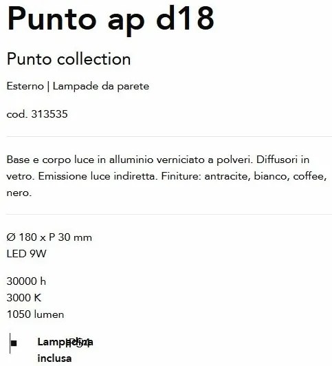 Aplica LED iluminat exterior ambiental Punto ap d18 cafenie