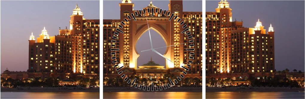 Tablou construcției în Dubai (cu ceas) (90x30 cm)
