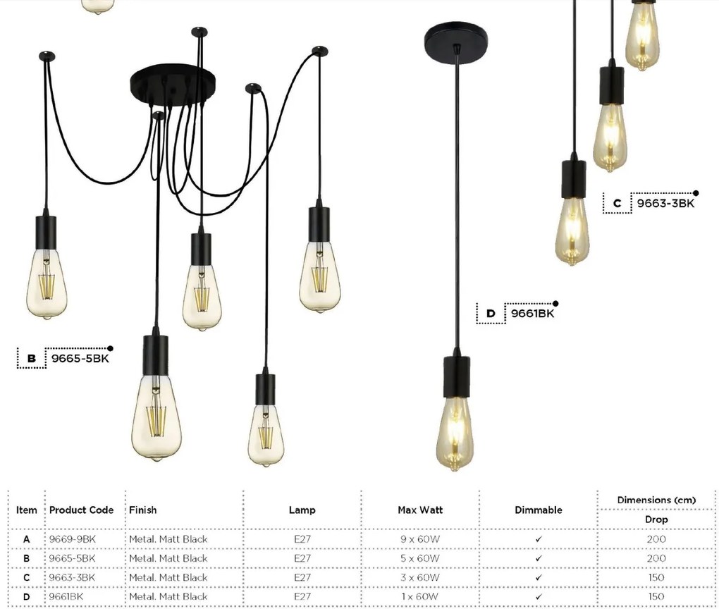 Lustra moderna design minimalist Squiggle 3L 9663-3BK SRT