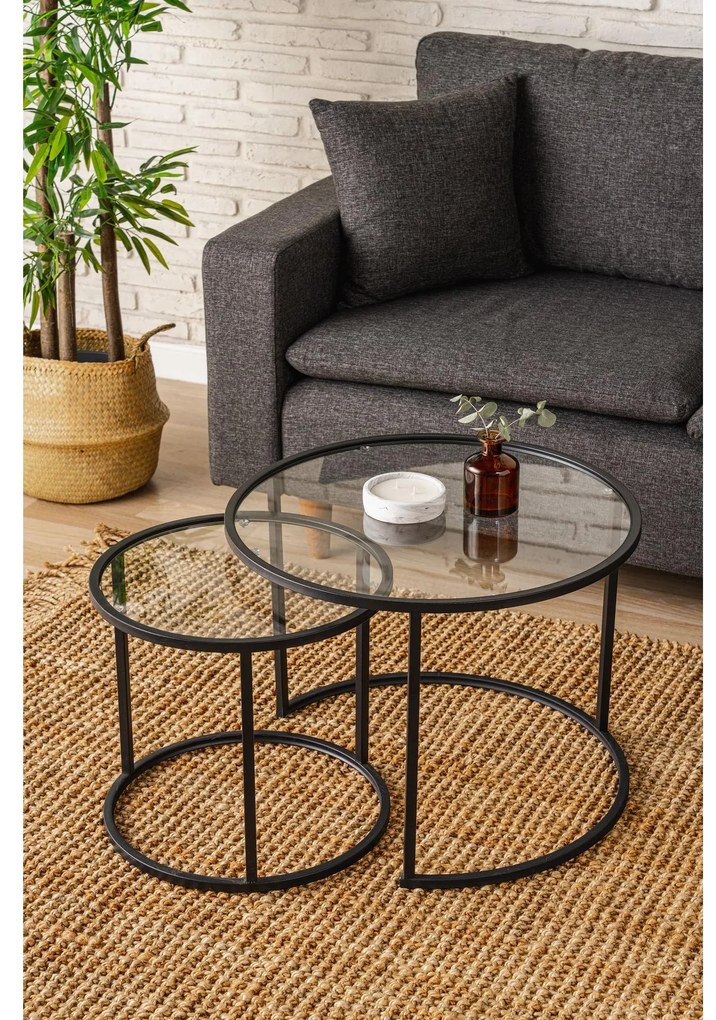 Set măsuțe cafea Besalur (Negru). 1107793