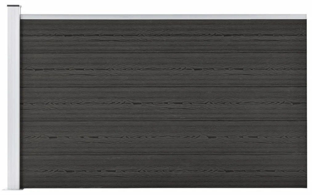 Gard de gradina, gri, 175x105 cm, WPC 1, Gri, 1 sectiune cu 1 stalp