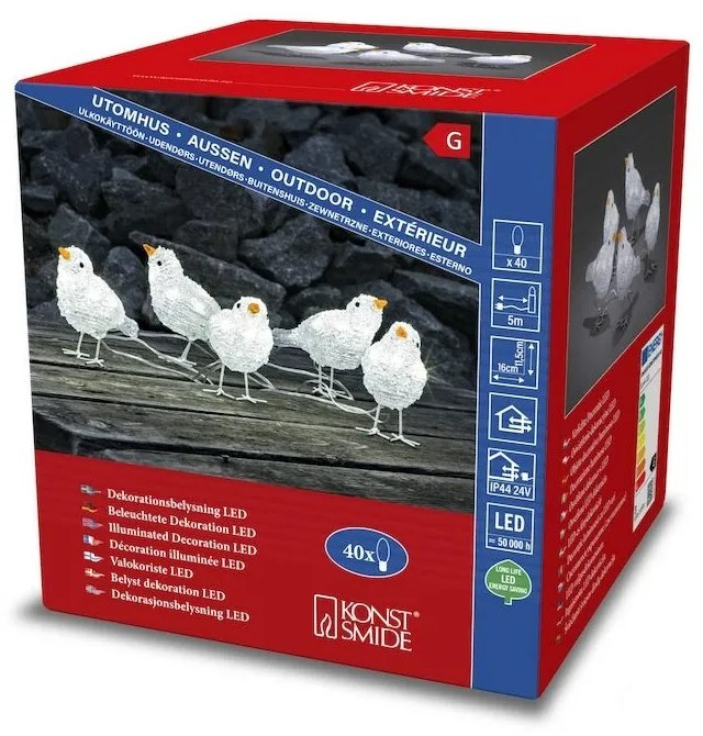 Decorațiune exterior de Crăciun Păsărele, 40 LED-uri, 5 buc.