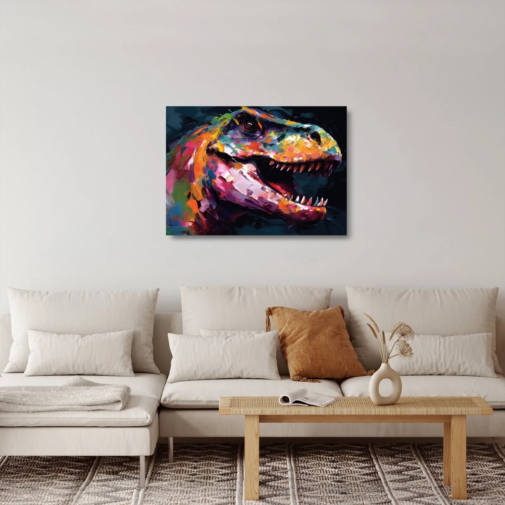 Tablou pe sticlă - Dinozaur, pictură (70x50 cm)