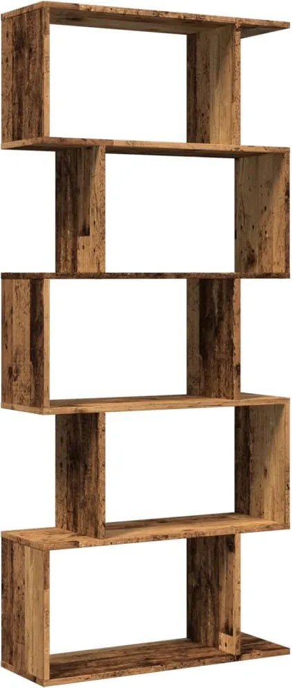 vidaXL Bibliotecă/separator 5 niveluri lemn vechi 70x24x161 cm lemn