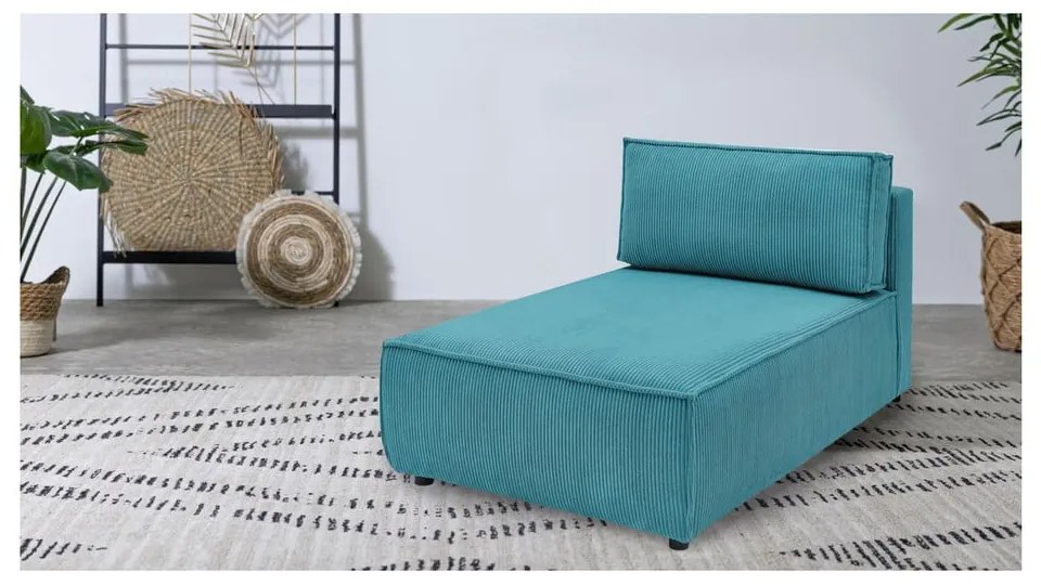 Modul pentru canapea albastru cu tapițerie din catifea reiată (cu colț variabil) Nihad modular – Bobochic Paris