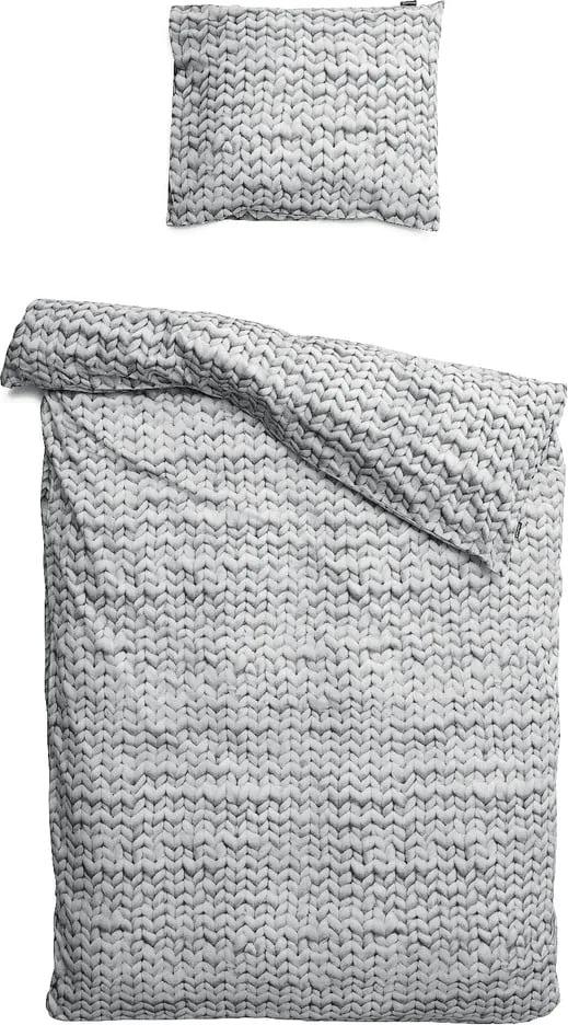 Lenjerie de pat de o persoană, din bumbac Snurk Twirre Grey, 140 x 200 cm