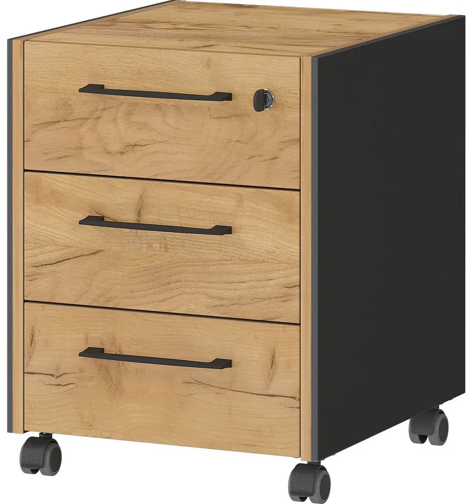 Dulap gri antracit/în culoare naturală cu aspect de lemn de stejar 42x54x49 cm Podium – Germania