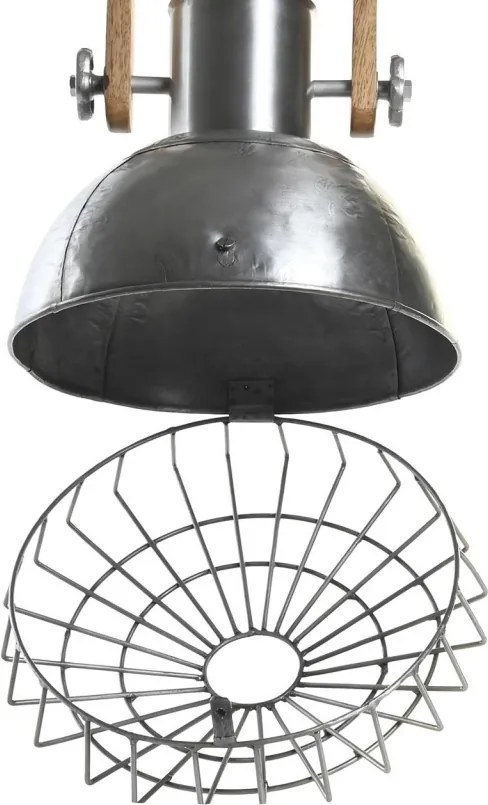 Lustră suspendată din metal și lemn de mango, argintiu și maro, finisaj patinat, 44 x 31 cm, „Riom”