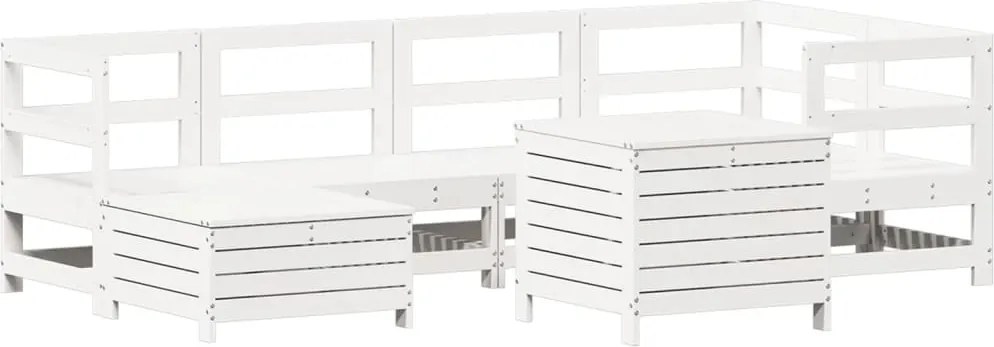 vidaXL Set canapea de grădină, 7 piese, alb, lemn masiv de pin