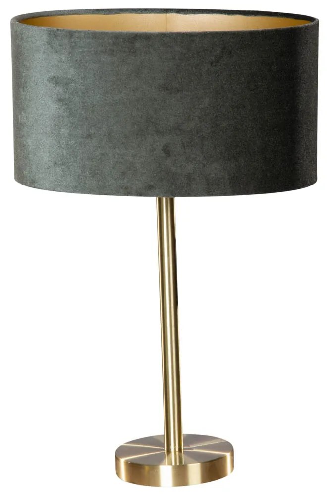 Lampă de masă din alamă cu abajur oval din catifea verde 35cm - Simplo