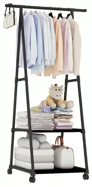 Organizator haine Livit Modernity, metal, negru, 160x85x42.5 cm