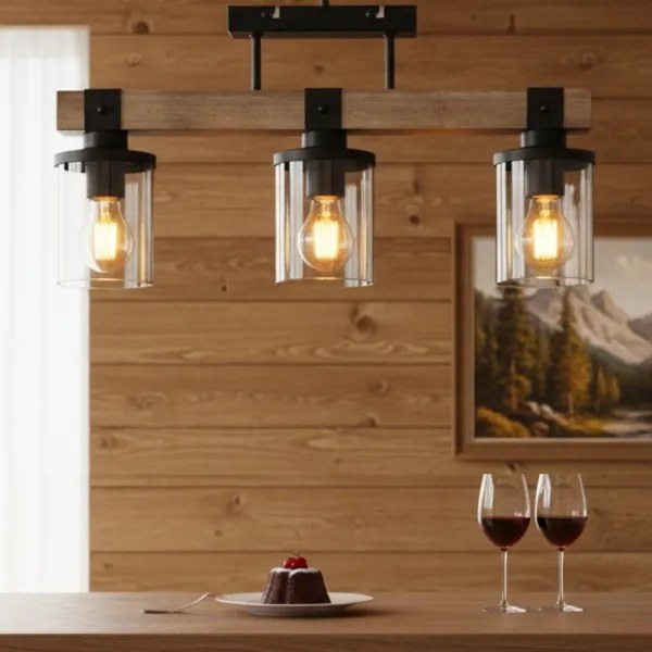 Brilagi - Lustră aplicată VISTA, 3x E27/60W/230V, finisaj stejar