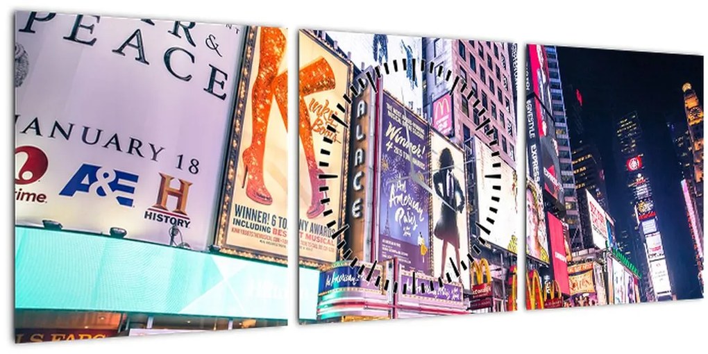 Tablou - New York Theather District (cu ceas) (90x30 cm)