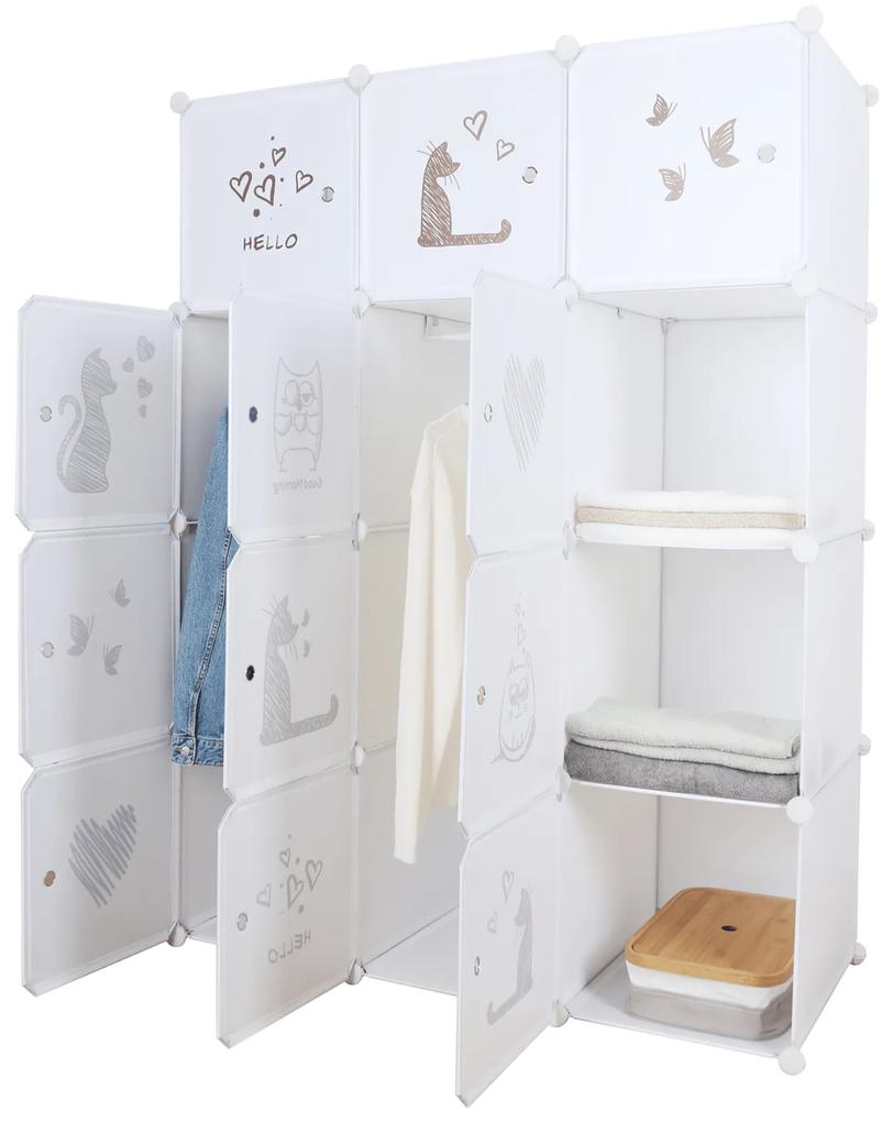 Dulap modular pentru copii, model alb   maro pentru copii, KITARO