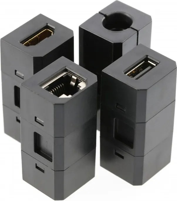 Priza incorporabila in blat Charger Plus GTV, incarcator wireless 5W, 1 priza Schuko, USB A + C, HDMI, RJ45, negru, D:80 mm Aluminiu plastic,