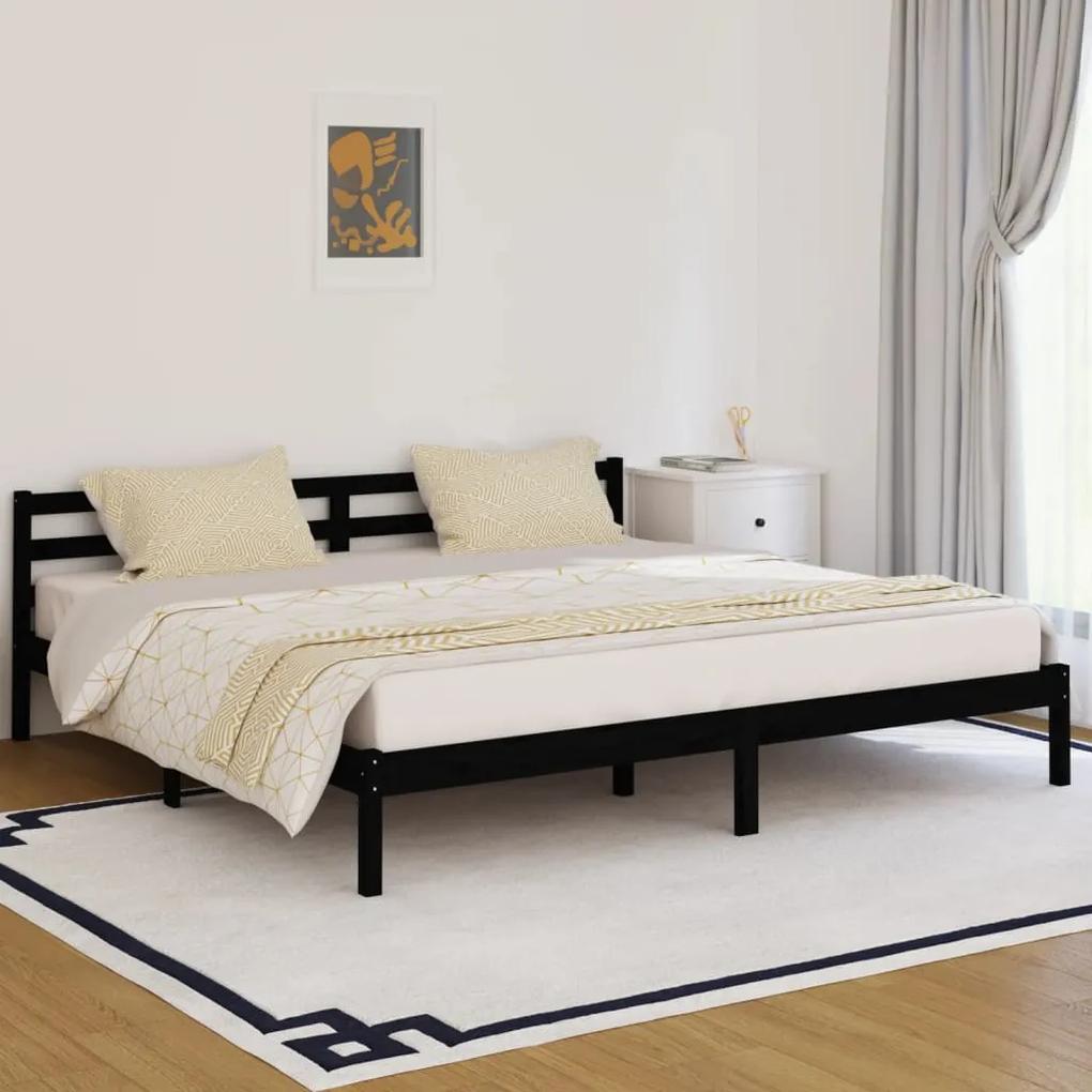 810454 vidaXL Cadru de pat, negru, 200x200 cm, lemn masiv de pin