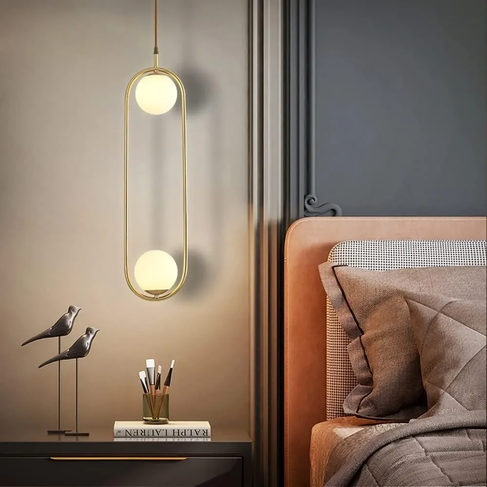 Pendulă Modernă de Lux, Design Dual, Sfere Albe în Structură Metalică ...