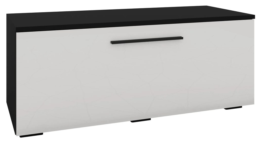 Comoda Kos, O Usa, Negru/Alb Lucios, MDF, 95 x 40 x 39 cm