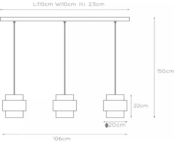 Lustră pe cablu Lucide 45497/03/02 FIRMIN 3xE27/40W/230V auriu