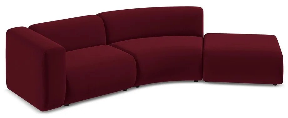 Șezlong burgundy cu tapițerie din catifea (cu colț pe partea dreaptă) Ekahi – Makamii