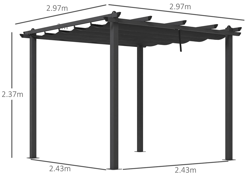 Outsunny Pergola cu Acoperis Retractabil de 3 x 3 (m) | Aosom Romania