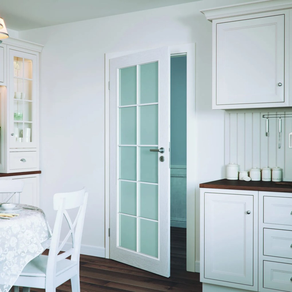 Usa de interior din HDF cu toc reglabil PORTA Decor model C Alb, 160-200 mm - 100% Rezistent la Apa