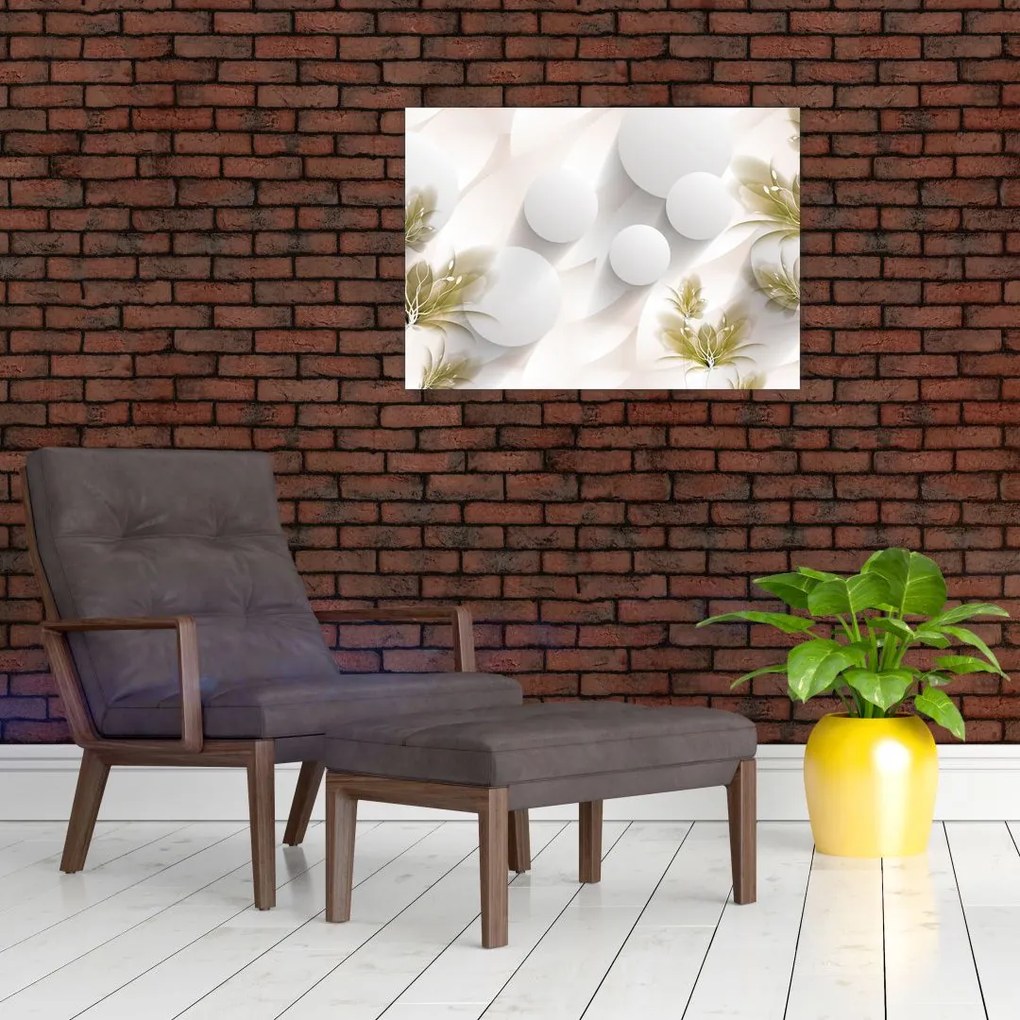 Tablou - 3D cercuri cu flori (70x50 cm)