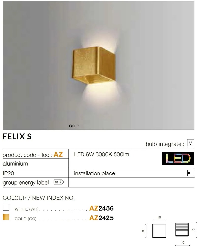 Aplica LED ambientala FELIX S alba