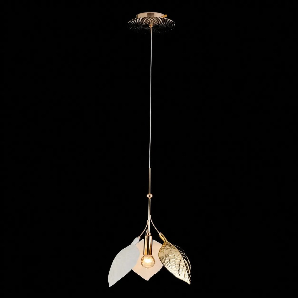 Lustra cu Frunze Ceramice, Diam 30cm, Finisaj Gold - Bussy Lighting 7238-1P