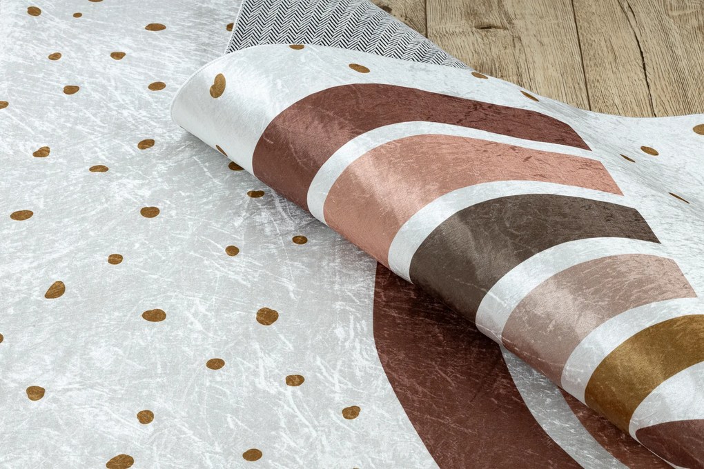 BAMBINO 46960 covor lavabil Curcubeu, puncte pentru copii anti-alunecare - alb / maro