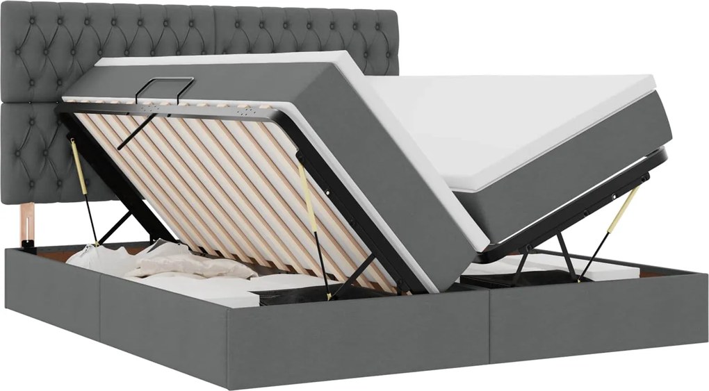 vidaXL Pat cu storage Gri închis 180 x 200 cm Piele artificială