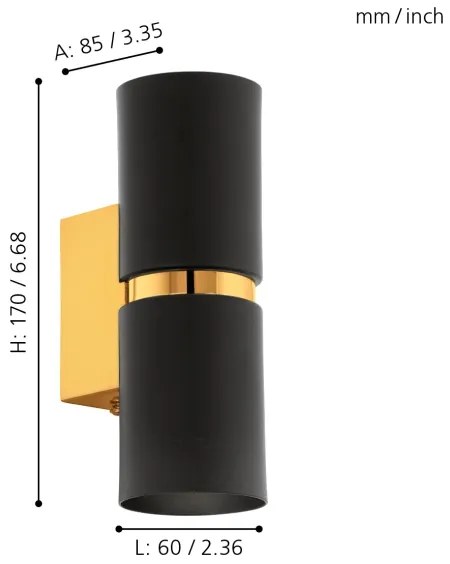 Eglo 95364 - Corp de iluminat LED perete PASSA 2xGU10-LED/4W/230V