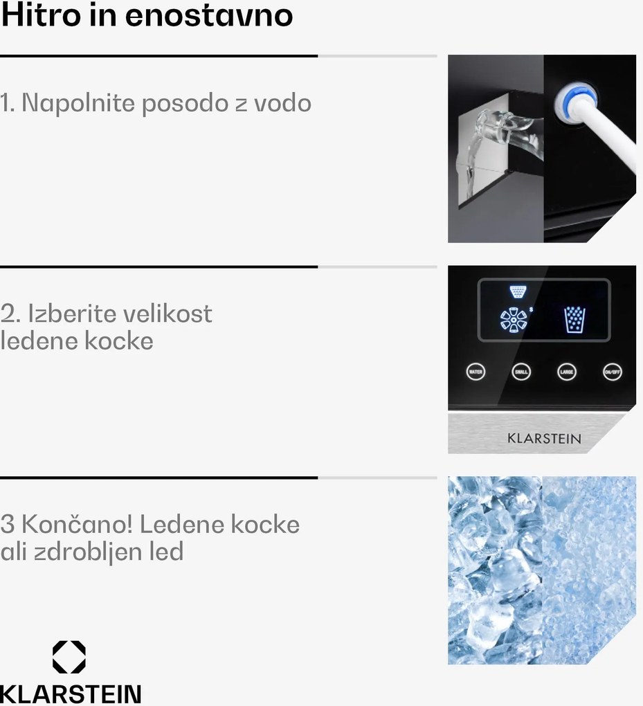 Klarstein Eiszeit Crush, aparat de făcut gheață, 2 mărimi, gheață zdrobită, argintiu