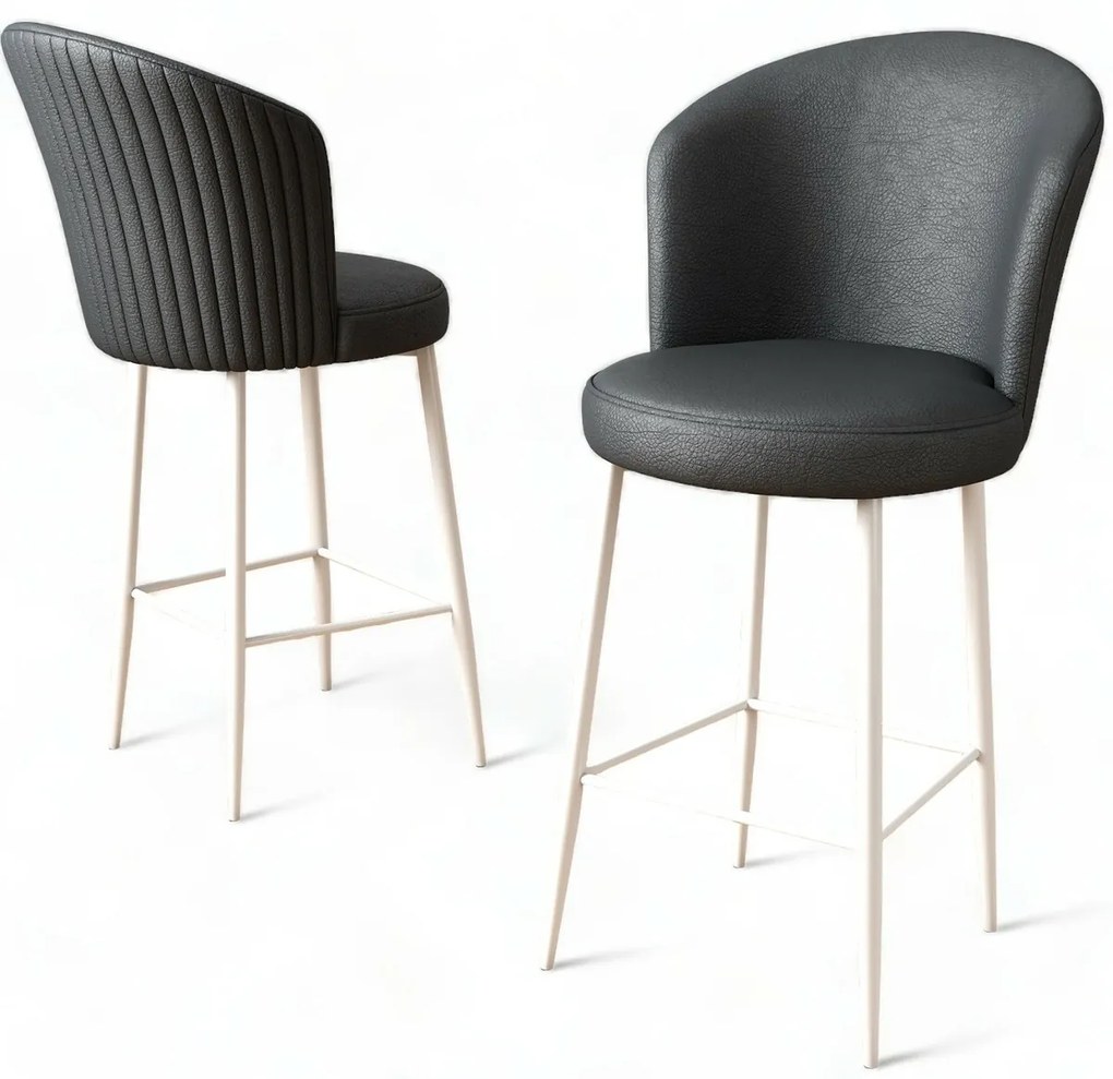 Set de scaune de bar Uras Anthracite and White, 2buc., 2 buc.