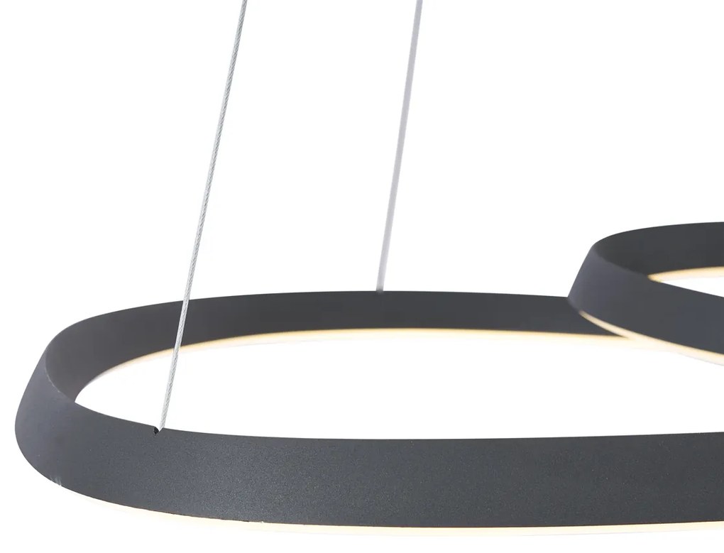 Lampa suspendată scandinavă neagră 72cm incl. LED cu 3 trepte de intensitate luminoasă - Circuit