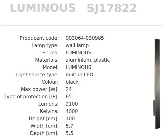 Aplica de perete Exterior, Protectie IP65, LED LUMINOUS