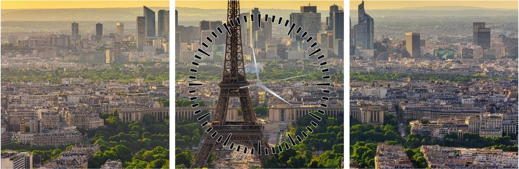 Tablou - Panorama Parisului (cu ceas) (90x30 cm)