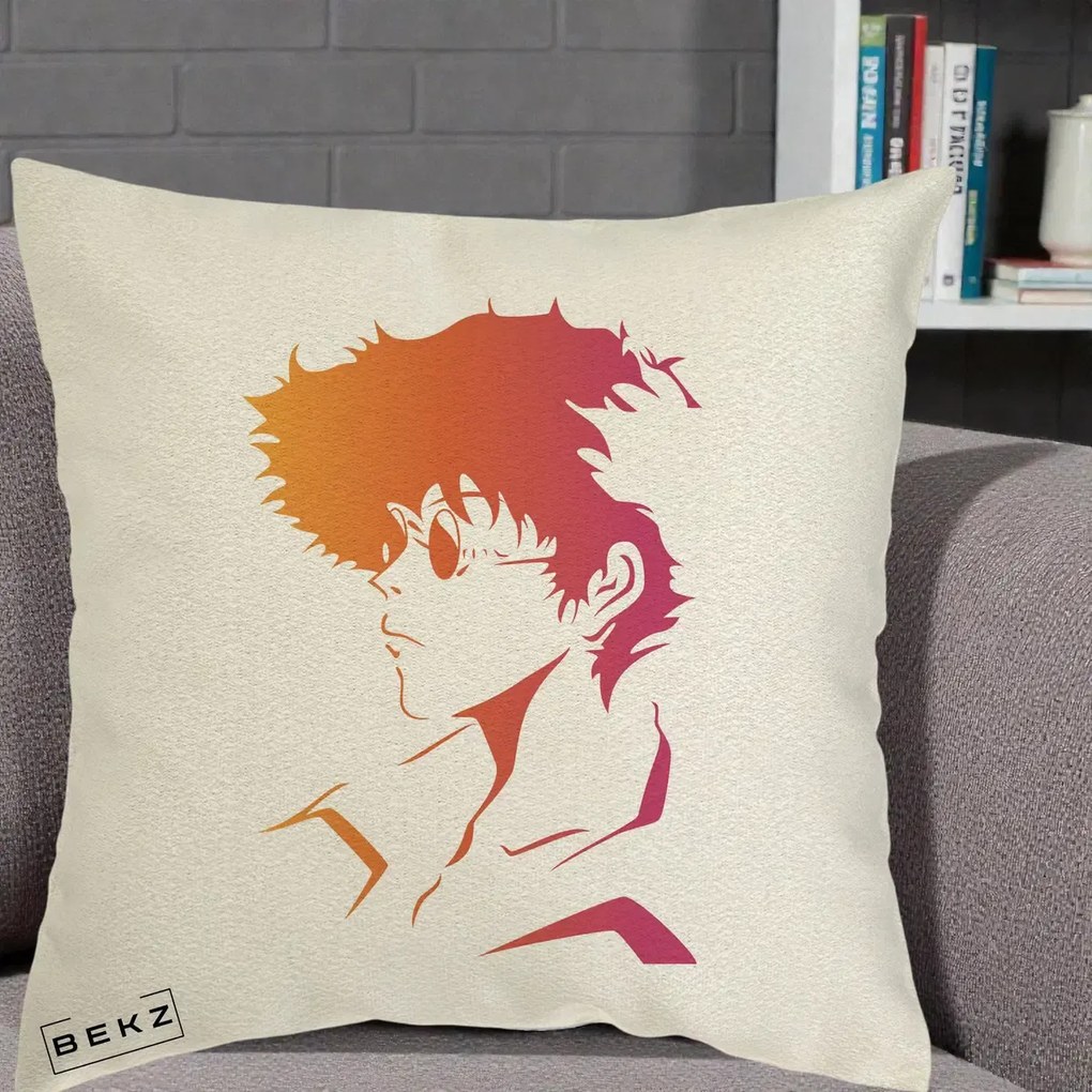 Perna Decorativa Cowboy Bebop Spike Silueta Gradient, 40x40 cm, Ecru, Husa Detasabila, Perna Inclusa, BEKZ®