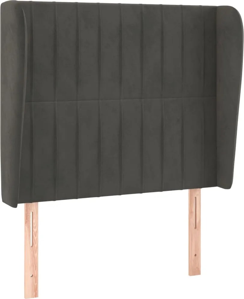 vidaXL Tăblie de pat cu aripioare gri închis 103x23x118/128 cm catifea