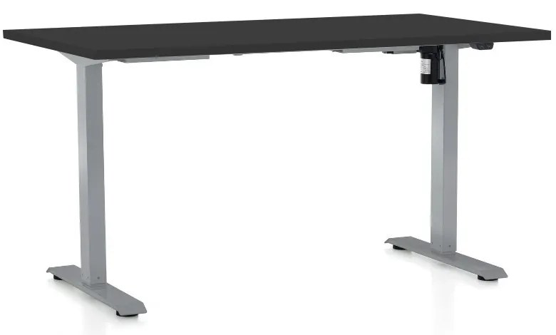 Masa inaltime reglabila OfficeTech A, 120 x 80 cm, bază gri, negru