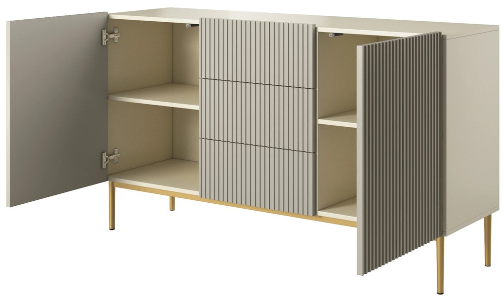 Comodă cu sertare Nicole 150 cm - cașmir / picioare aurii